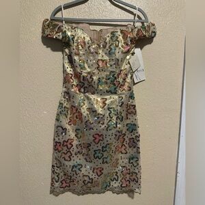 Vintage Daniella Sequins Dress Mini‎ Deadstock Size 10 Off shoulder